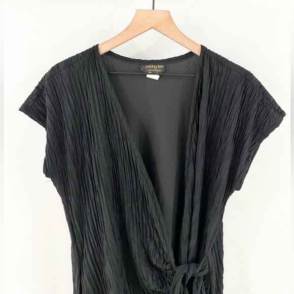 Robby Len Swim Tie Front Cover Up Black Size Small - Picture 2 of 5